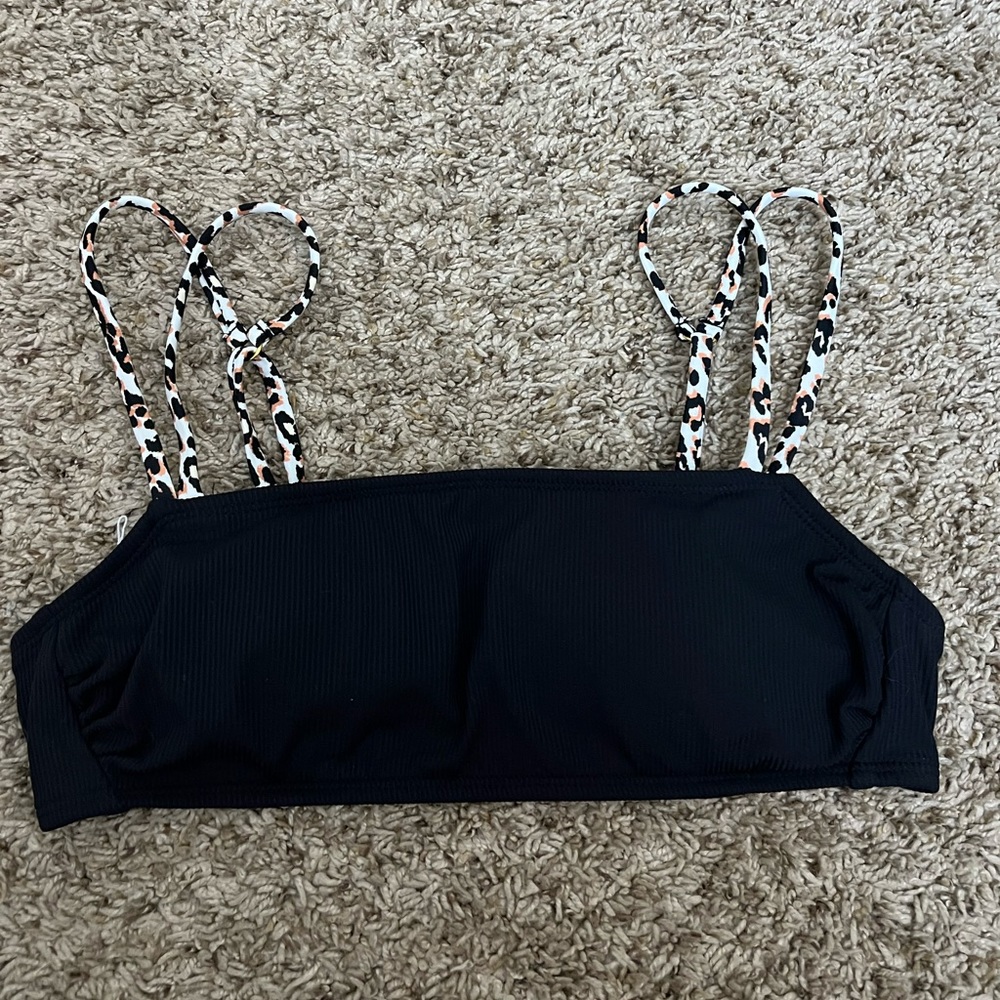 black/cheetah print bikini top